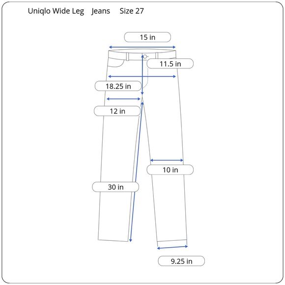 Uniqlo Wide Leg Straight Jeans Women’s 27 W30 L30 Blue High Rise 100% Cotton - Picture 9 of 9